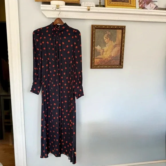 Hatch Black‎ and Red Black Maternity Turtleneck Mock neck Maxi Dress size XS